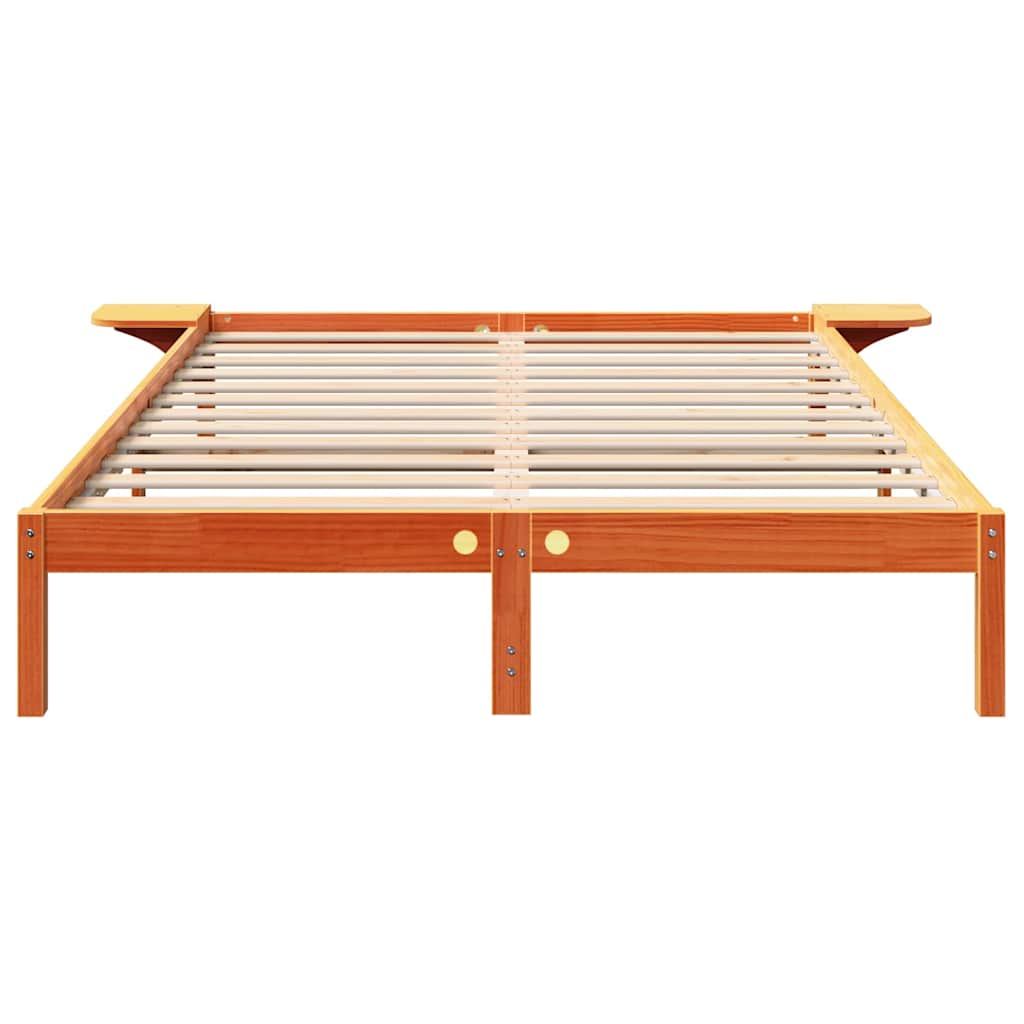 Bettgestell mit Nachttischen Braun 160 x 200 cm Wachsbraun